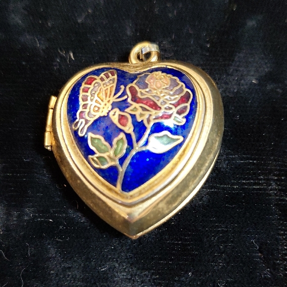 Jewelry - Floral Heart Locket Watch in Gold and Blue